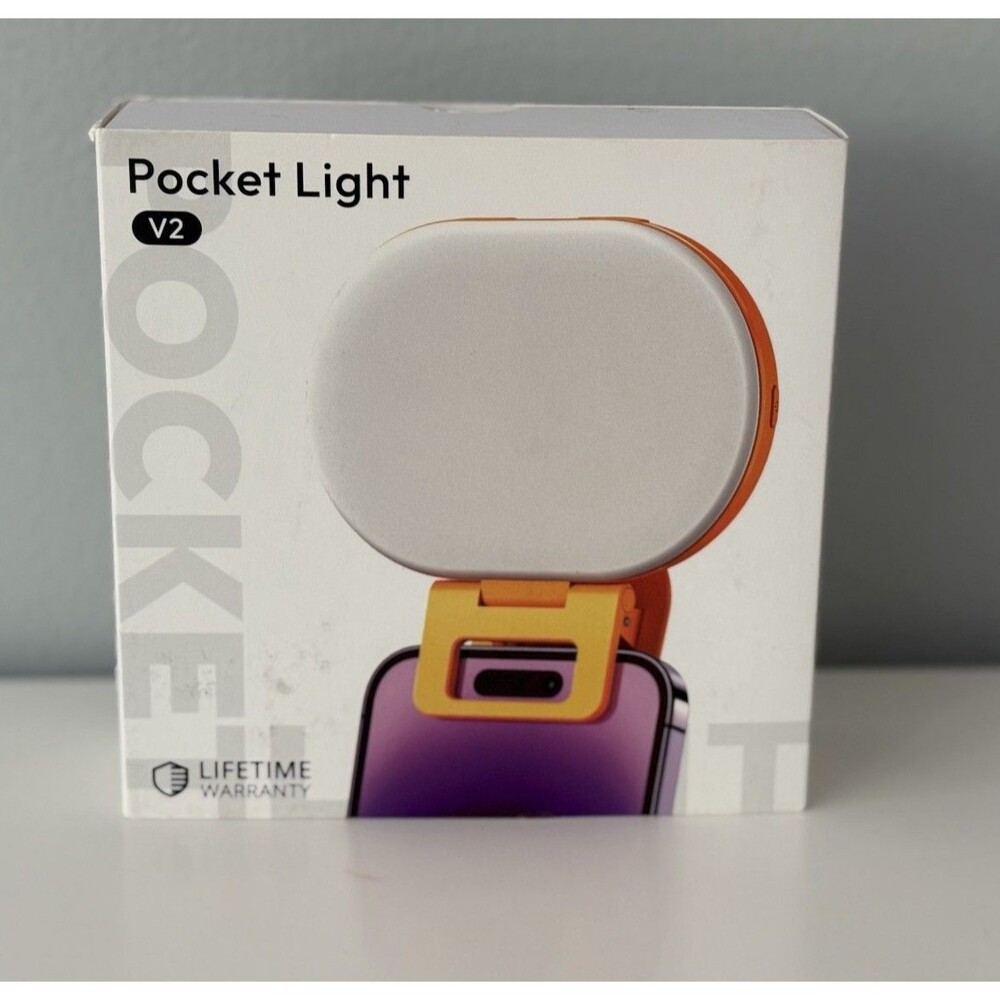 Pocket Light V2 Selfie Light Clip On Cell Phone Rechargeable 3 Light Modes Black